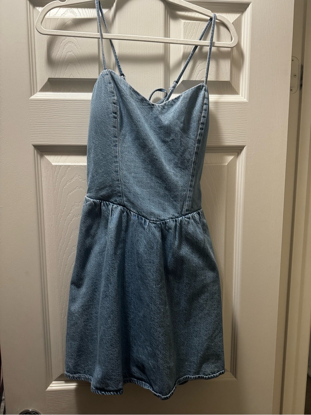 Light Wash Denim Spaghetti Strap Mini Skort